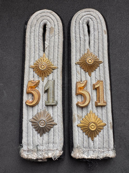 Photo 1 of WW2 Germany Army 51st Regiment Engineering Officer's Shoulder Boards - collectible militaria item