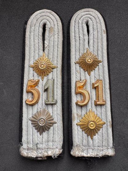 Photo 3 of WW2 Germany Army 51st Regiment Engineering Officer's Shoulder Boards - collectible militaria item