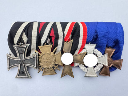 WW2 German War Merit Medal Bar of a WW1 Combat Veteran – An original and extremely fine medal bar of a German Army veteran...
