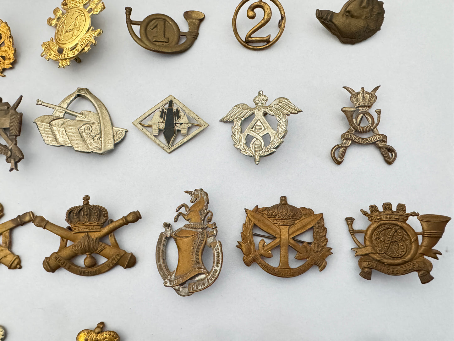 Belgian Army Cap Badge Collection - WW1 WW2 & Post-war