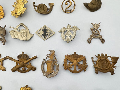 Belgian Army Cap Badge Collection - WW1 WW2 & Post-war