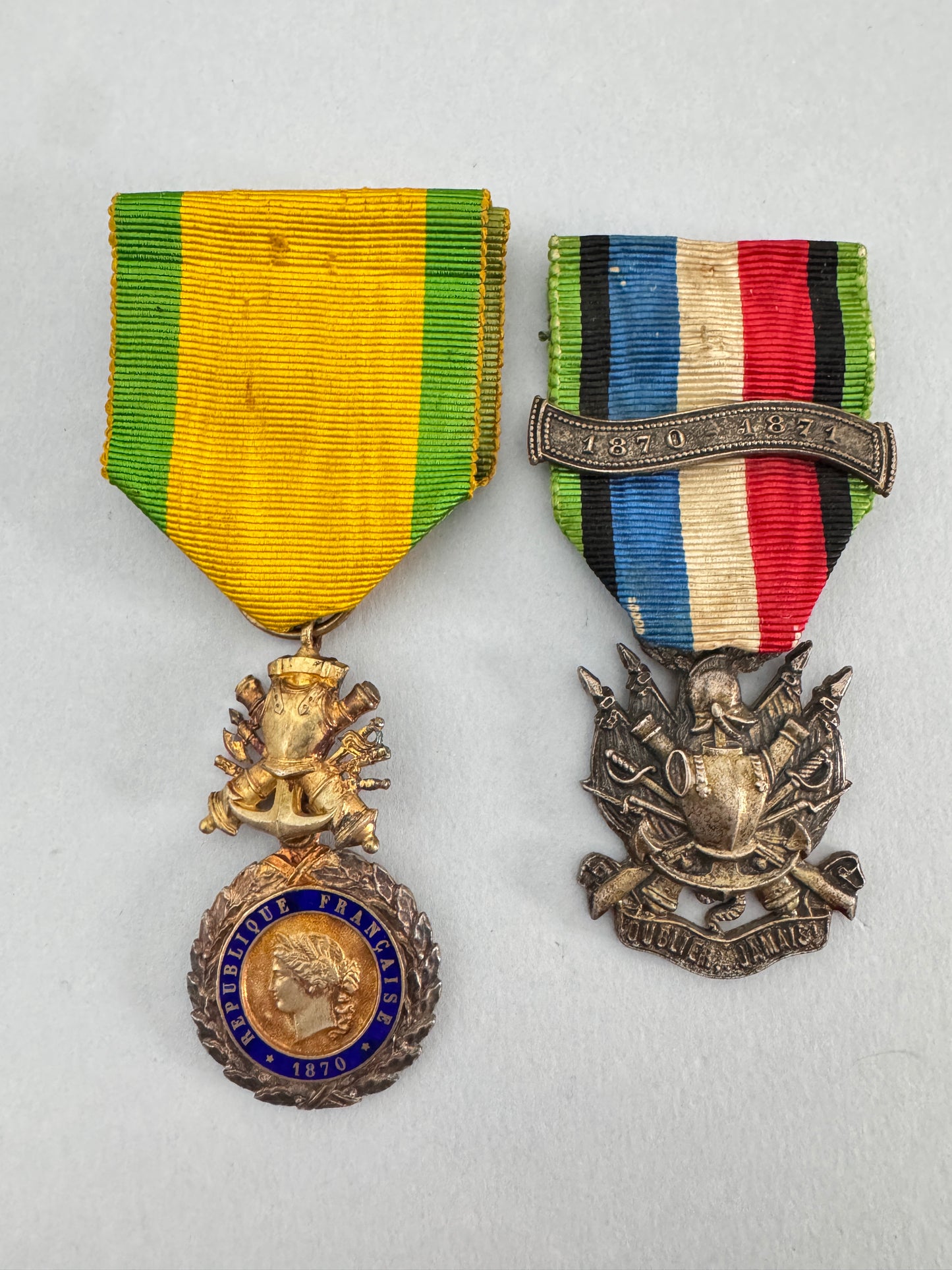 French Franco-Prussian War Veteran Medal & Military Medal for Bravery 1870-1871