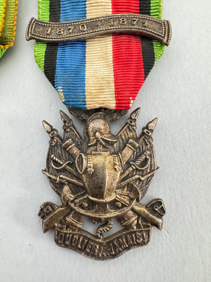 French Franco-Prussian War Veteran Medal & Military Medal for Bravery 1870-1871
