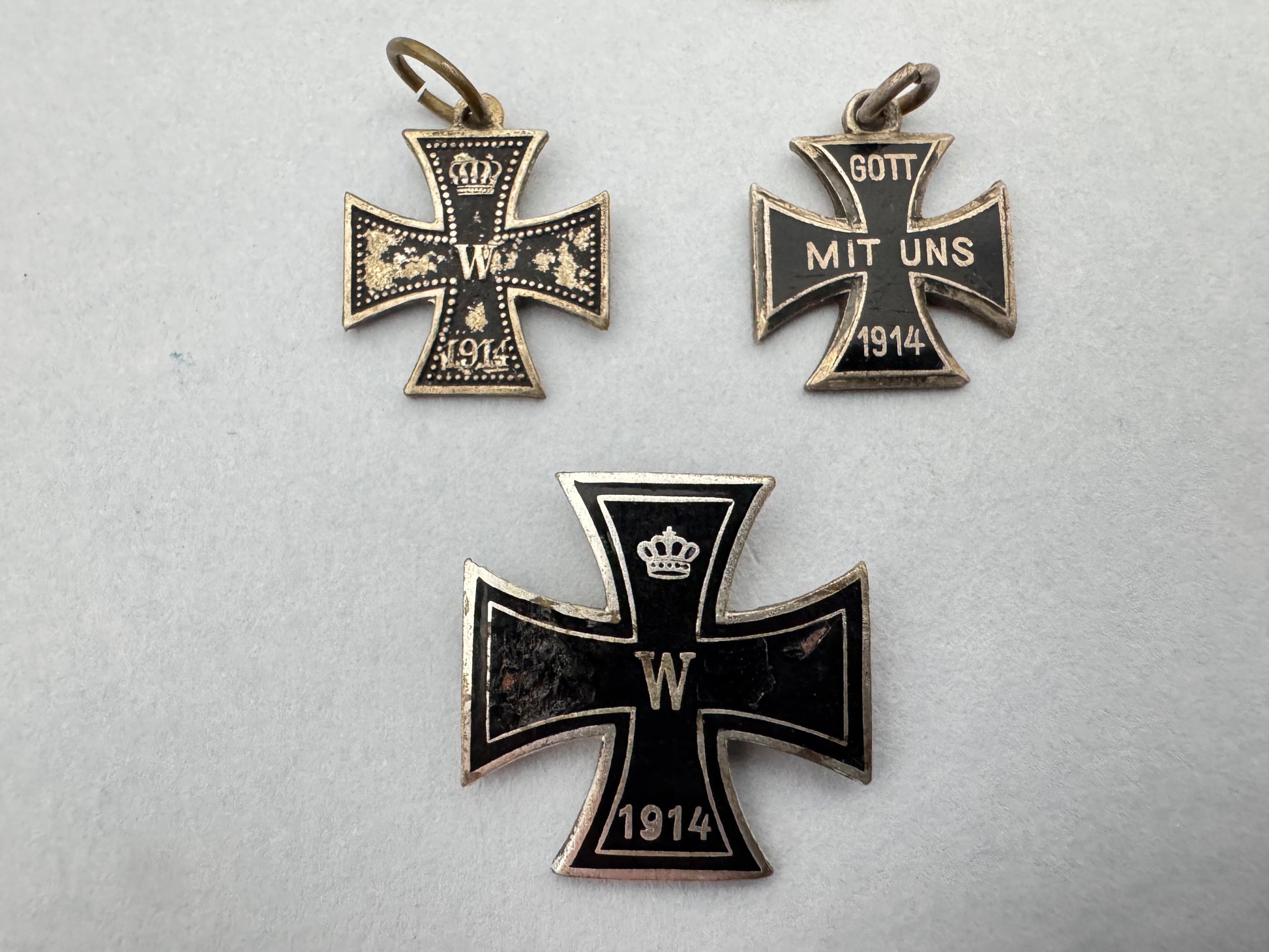 WW1 German Iron Cross Sweetheart Brooch Charms Badges – A collection of original Imperial German 1914 Iron Cross commemora...