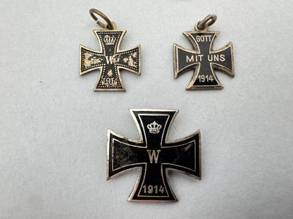 WW1 German Iron Cross Sweetheart Brooch Charms Badges – A collection of original Imperial German 1914 Iron Cross commemora...