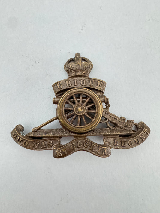 WW2 British Army Royal Artillery Officer's Cap Badge GAUNT