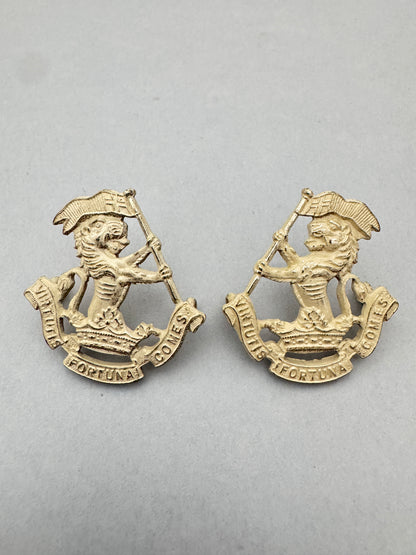 British Army Duke of Wellington West Riding Regiment Officer Dress Collar Badges