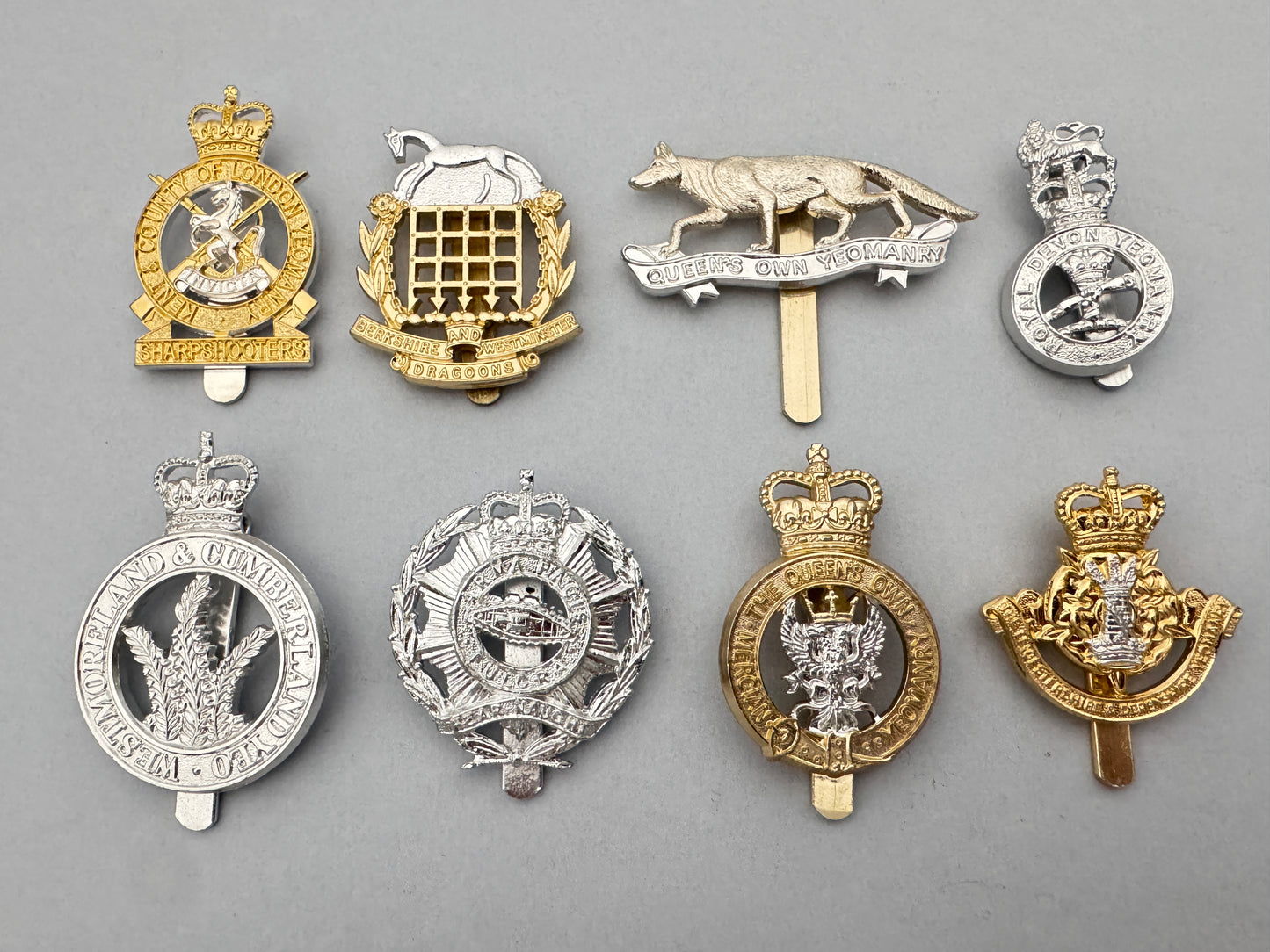 Post WW2 British Territorial Army Yeomanry Staybrite Cap Badges