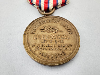 Czechoslovak 1918-1919 Independence Volunteers Congress Brno 1938 Medal