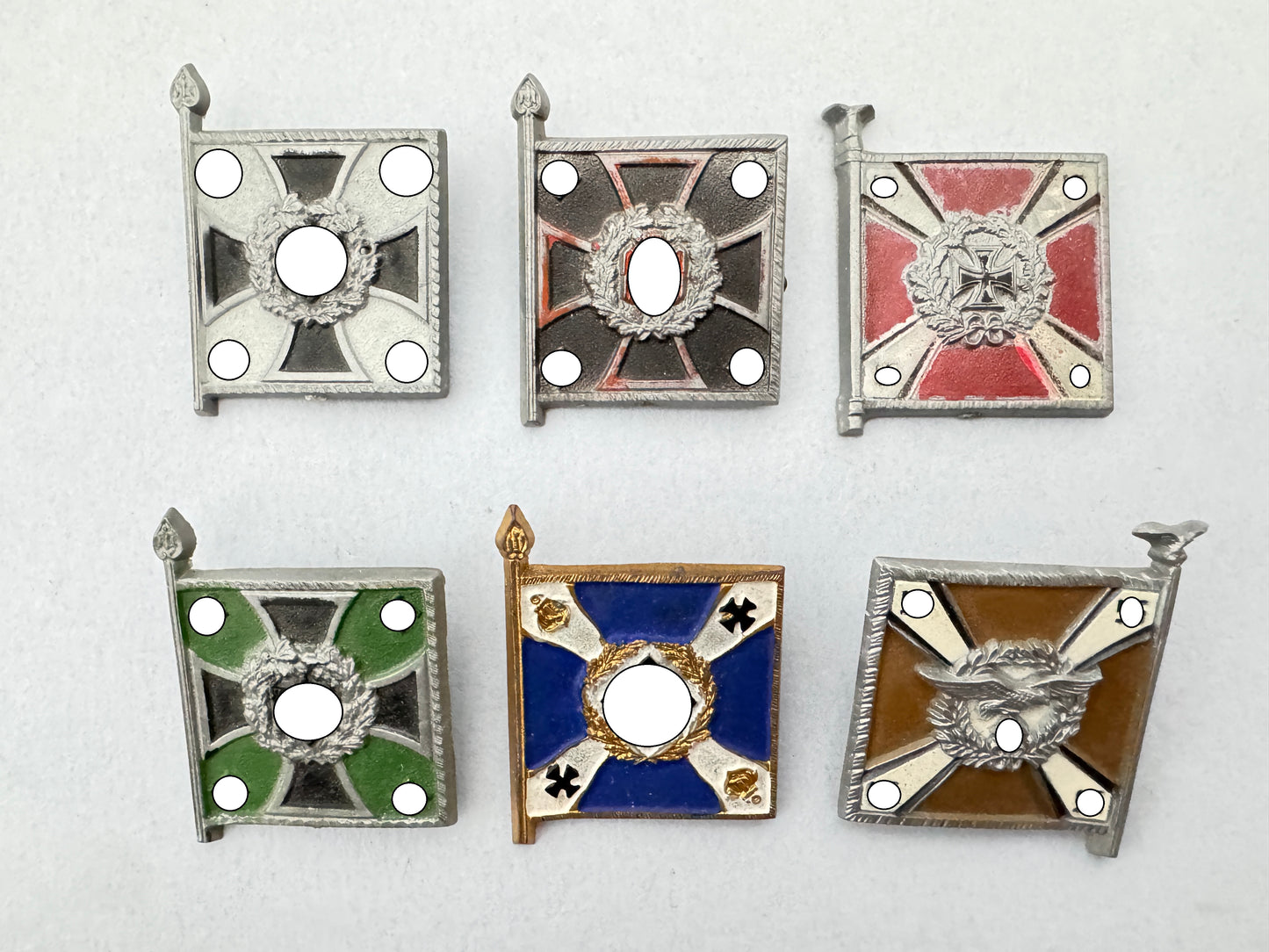 Third Reich German WHW Military Standard Banner Tinnie Badges