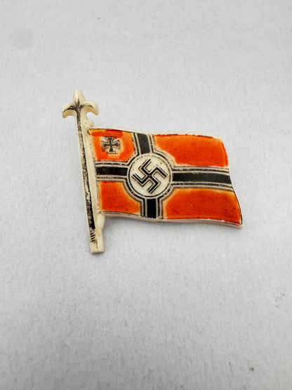 WW2 German Kriegsmarine Battle Flag WHW Plastic Pin Badge