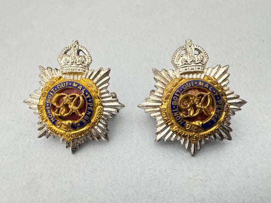 British Royal Army Service Corps (RASC) Officer' Silver Gilt Collar Badges