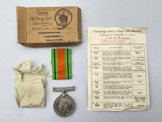 WW2 British Defence Medal Boxed to Officer of the Royal Army Medical Corps