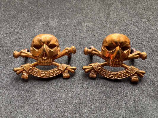 Photo 1 of WW1 British Army 17th Lancers Uniform Collar Badges - collectible militaria item
