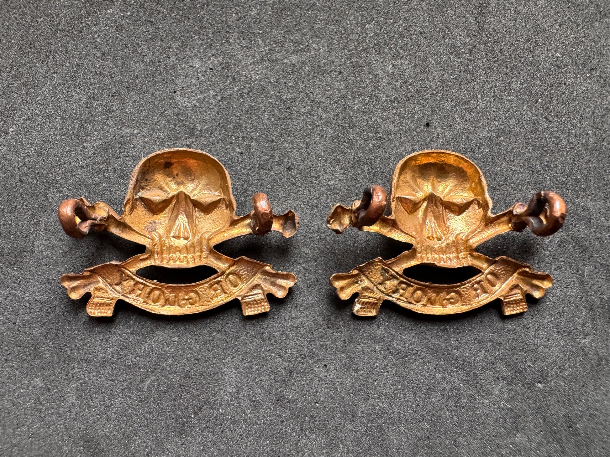 Photo 2 of WW1 British Army 17th Lancers Uniform Collar Badges - collectible militaria item