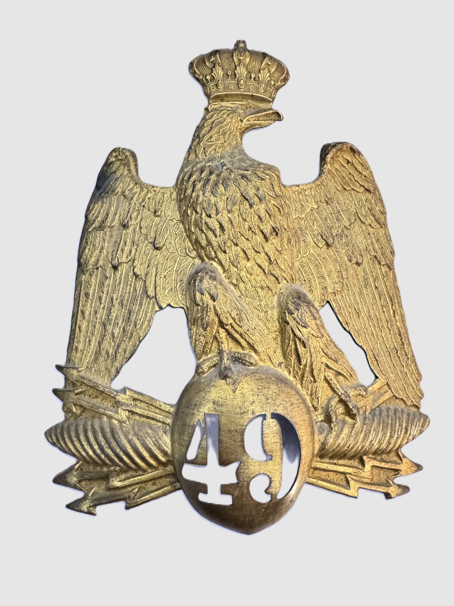 French Empire 49th Line Regiment Officer Shako Helmet Plate Napoleon III