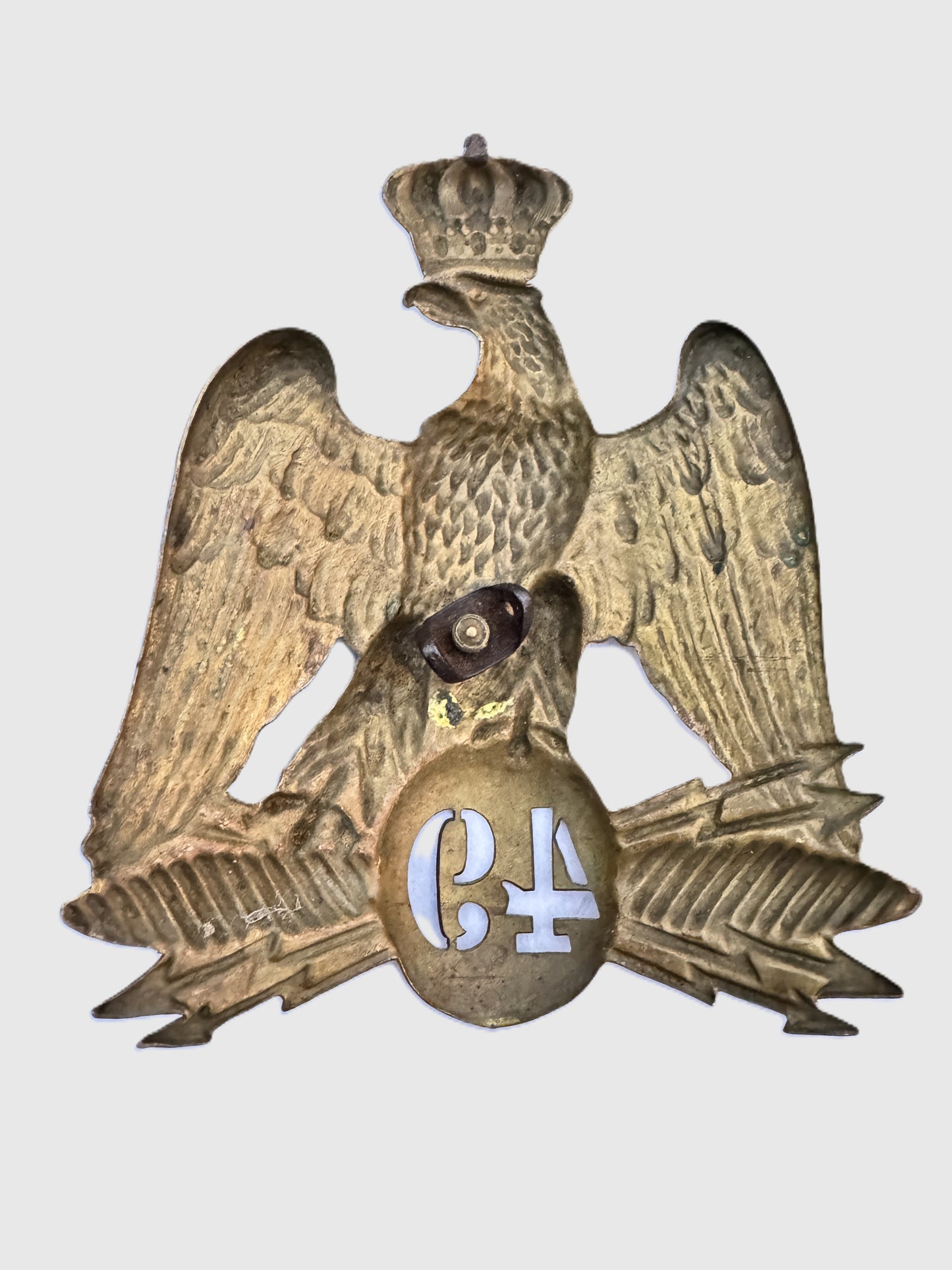 French Empire 49th Line Regiment Officer Shako Helmet Plate Napoleon III