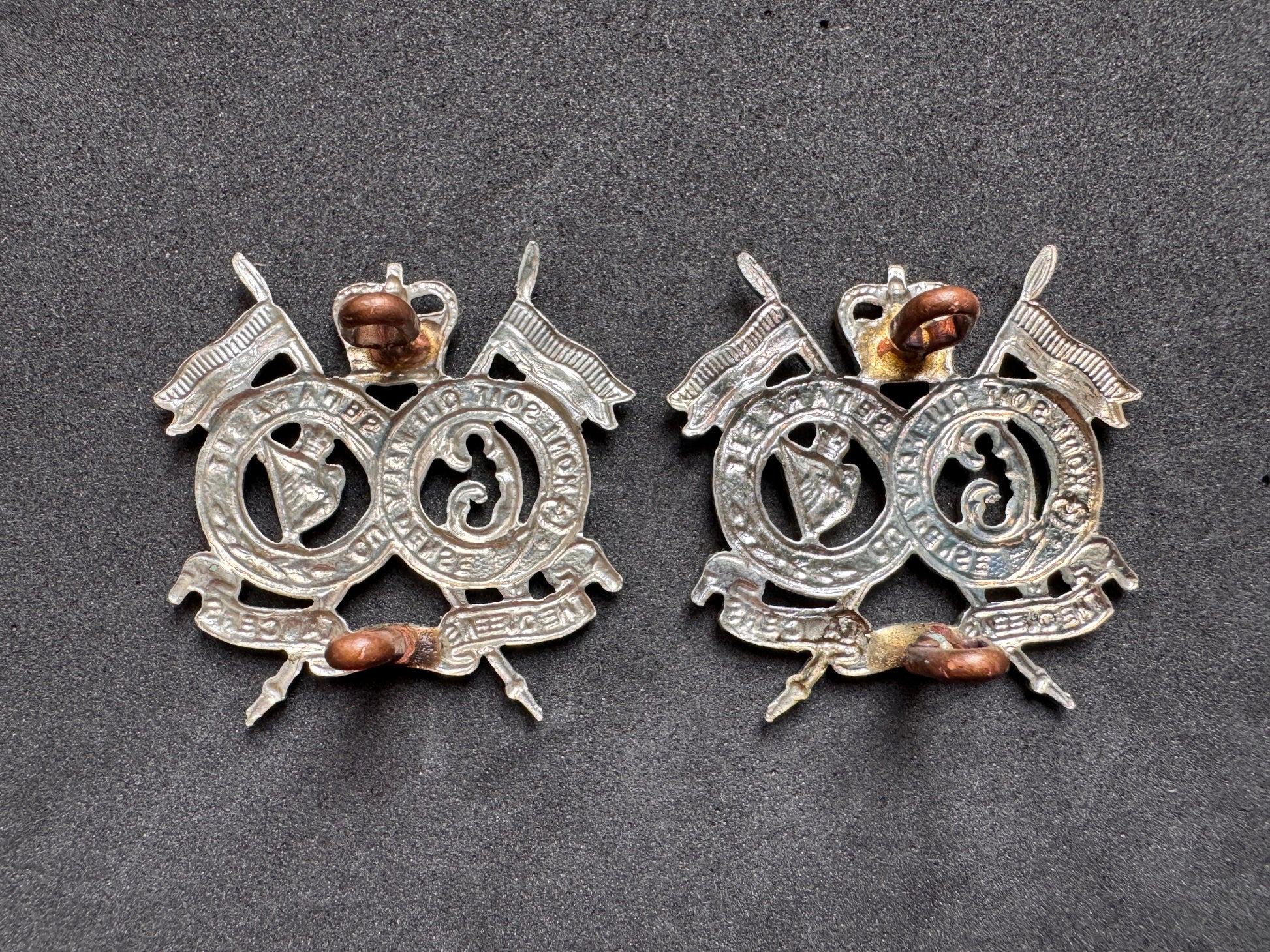 Photo 2 of After WW2 British Army 16th / 5th Queen's Royal Lancers Collar Badges - collectible militaria item