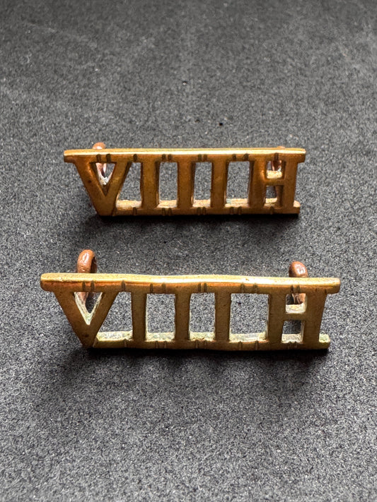Photo 1 of WW1 British Army 8th King's Royal Irish Hussars Officer's Shoulder Titles VIIIH - collectible militaria item