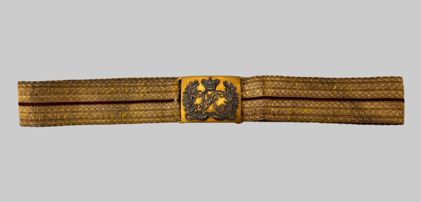 Victorian British Army Cavalry Officer's Silver Gilt Dress Belt & Buckle VR