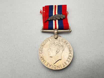 WW2 British 1939-45 War Medal with MID Oakleaves