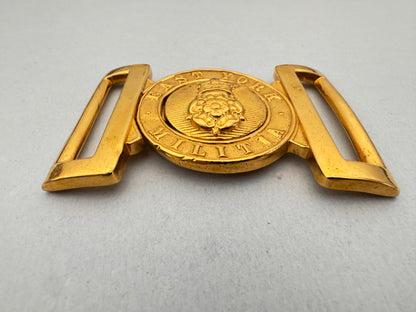 Victorian British Army East York Militia Brass Belt Buckle