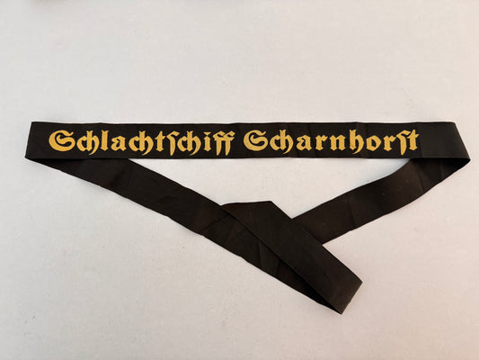 WW2 German Navy Kriegsmarine Schlachtschiff Scharnhorst Cap Tally Ribbon