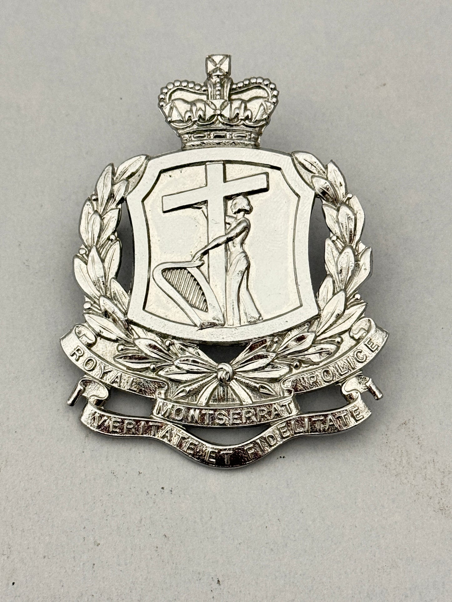 British Commonwealth Royal Montserrat Police Force Helmet Badge Plate