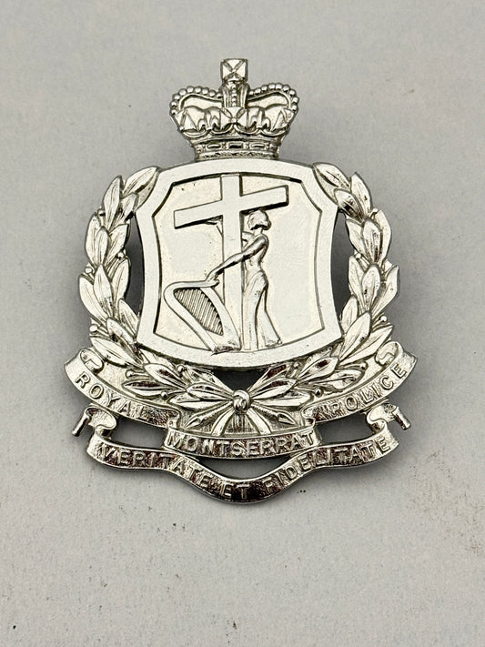 British Commonwealth Royal Montserrat Police Force Helmet Badge Plate
