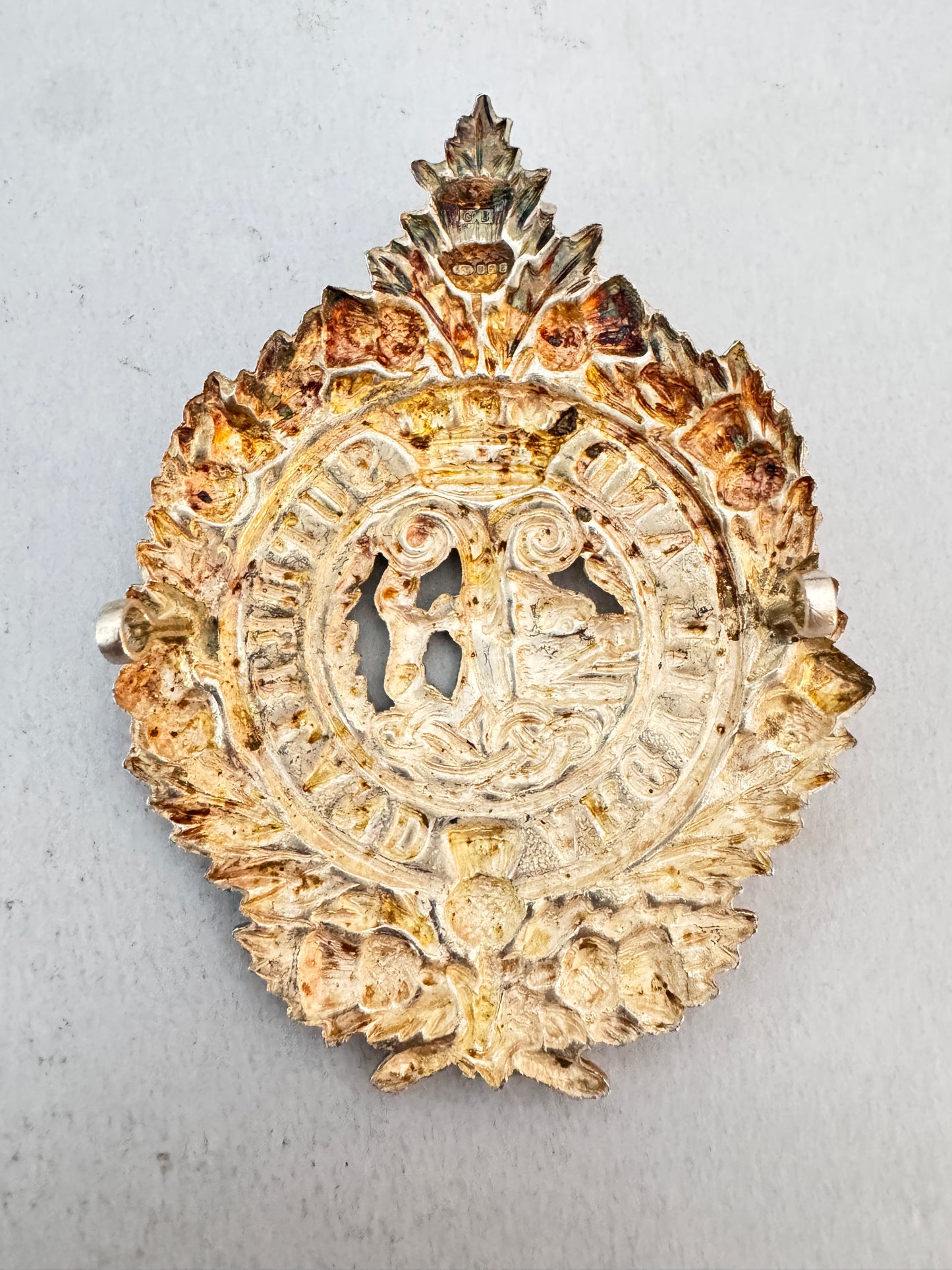 British Army Argyll & Sutherland Highlanders Officer's Silver Cap Badge