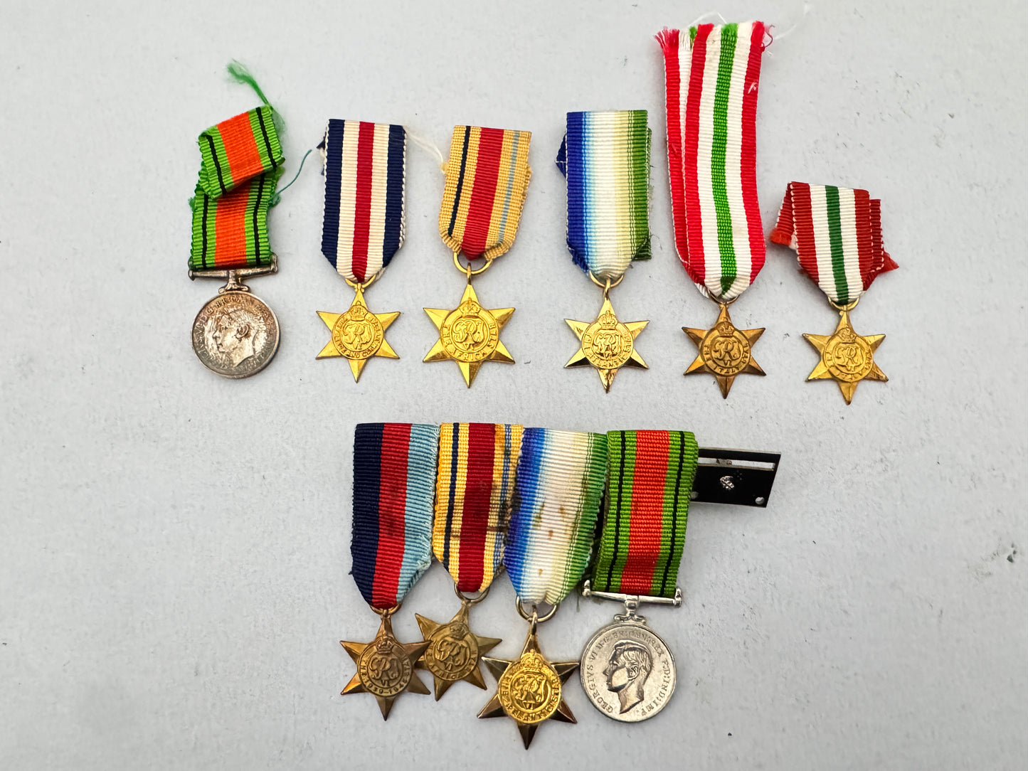 Lot of WW2 British Campaign Star Miniature Medals - Africa, Atlantic, Italy
