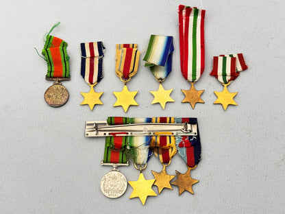 Lot of WW2 British Campaign Star Miniature Medals - Africa, Atlantic, Italy