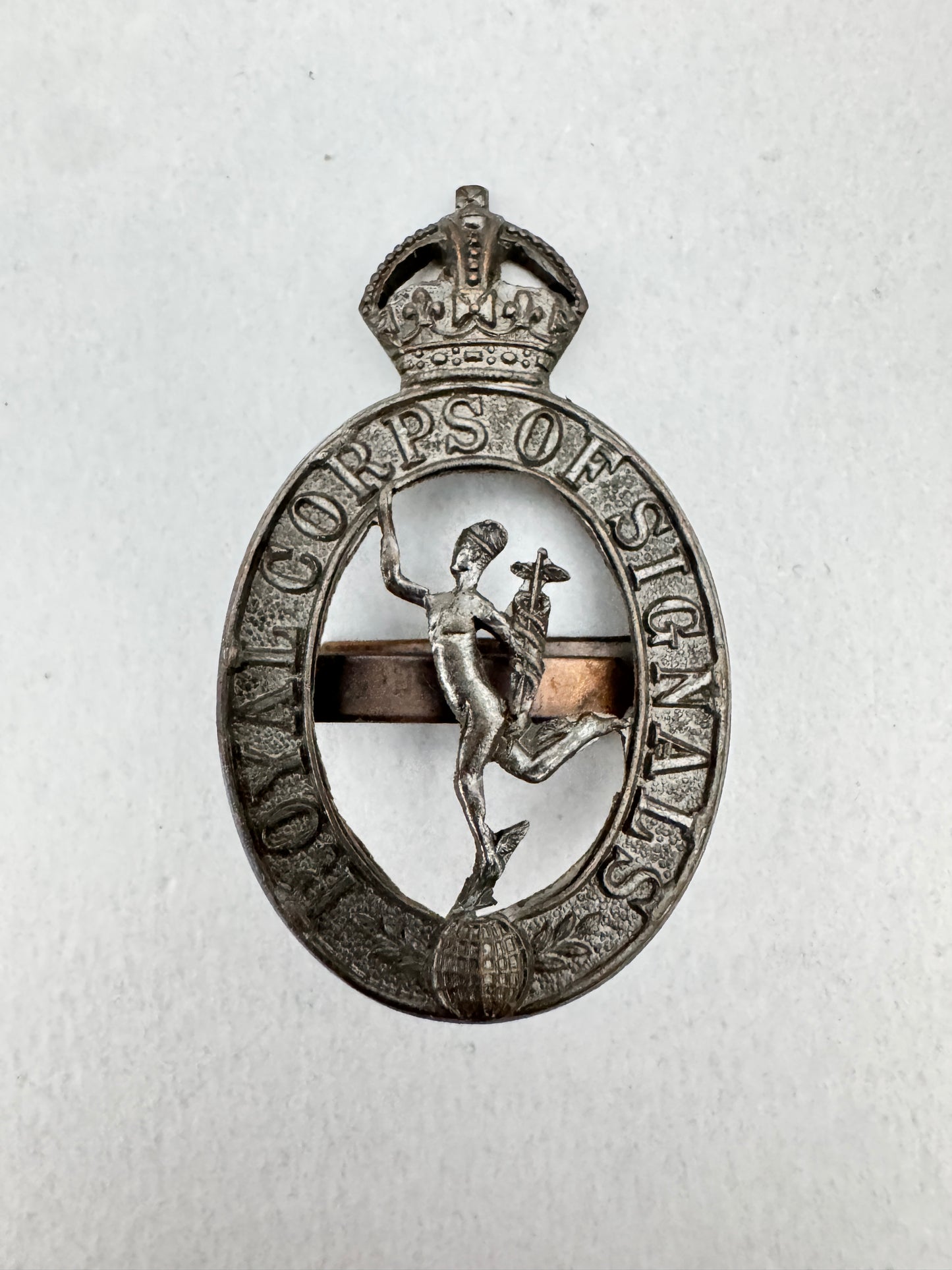 WW2 British Army Royal Corps of Signals Officer's Cap Badge & Collar Badges