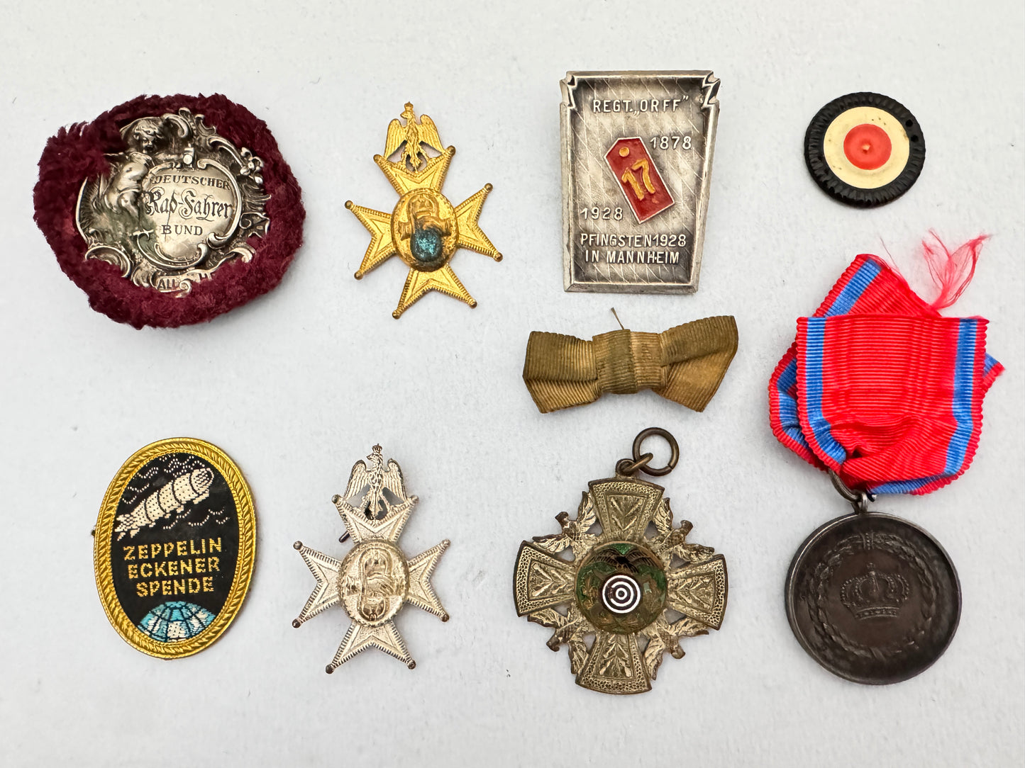 Imperial & Weimar German Badge Lot – Zeppelin Eckener, Cockade, Wurttemberg