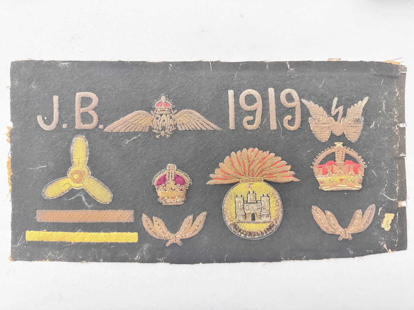 WW1 British Royal Air Force Bullion Pilot Badge Commemorative Panel Innisklling