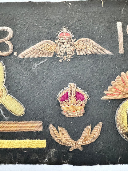 WW1 British Royal Air Force Bullion Pilot Badge Commemorative Panel Innisklling
