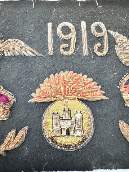 WW1 British Royal Air Force Bullion Pilot Badge Commemorative Panel Innisklling
