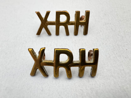 British Army 10th royal Hussars Uniform Shoulder Titles Pair XRH