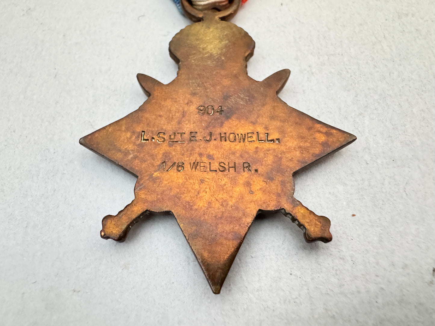 WW1 British Army 1914 Mons Star Medal 1/6 WELSH REGIMENT TERRITORIAL FORCE