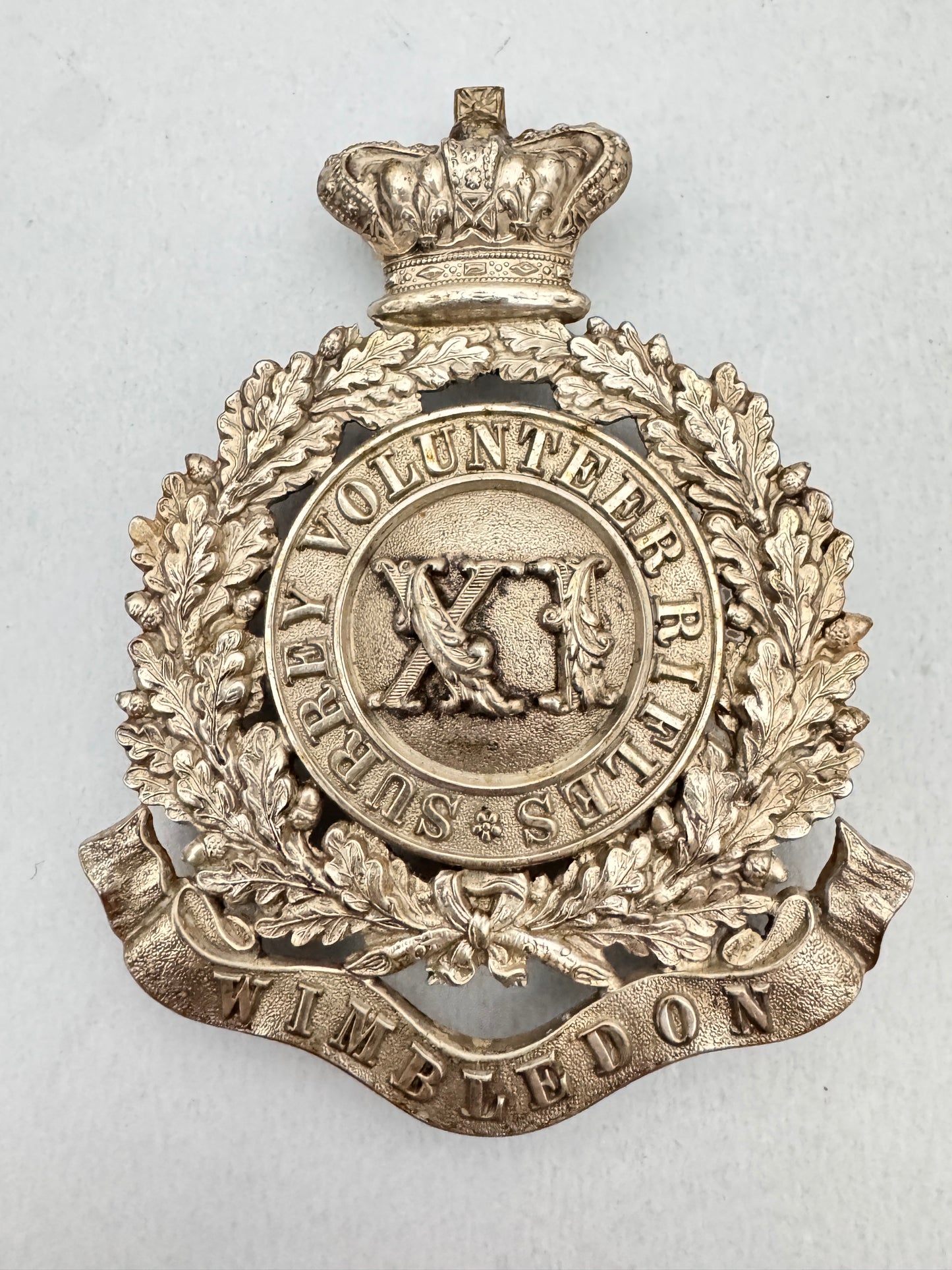 British Army 11th Surrey Rifle Volunteers Wimbledon Officer's Belt Plate Badge