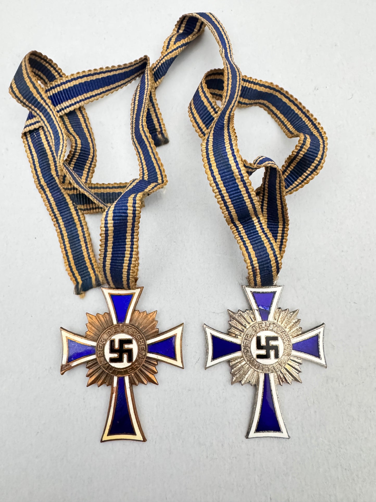Third Reich German Mother's Cross Bronze & Silver Grade Medals