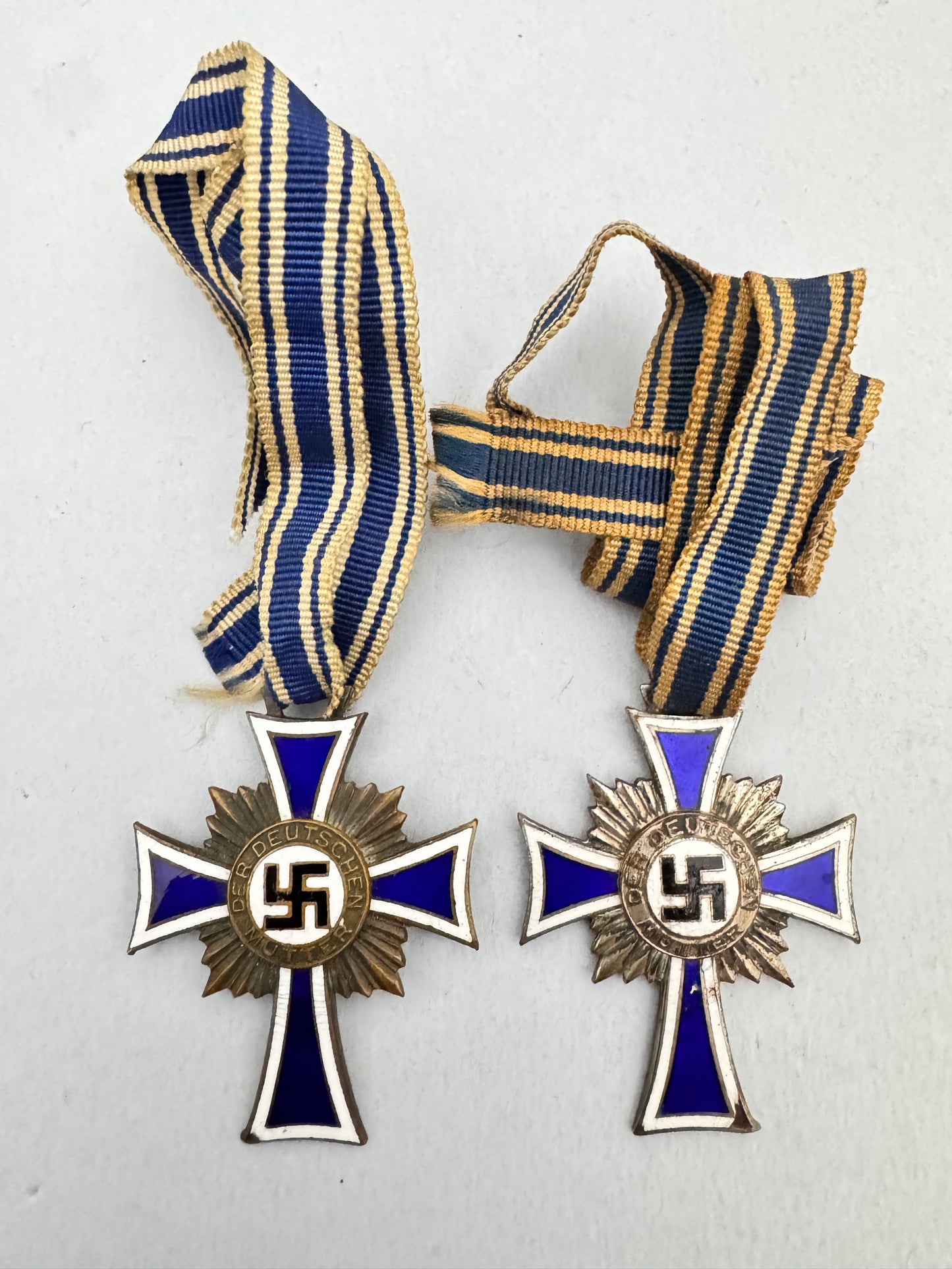Third Reich German Mother's Cross Bronze & Silver Grade Medals
