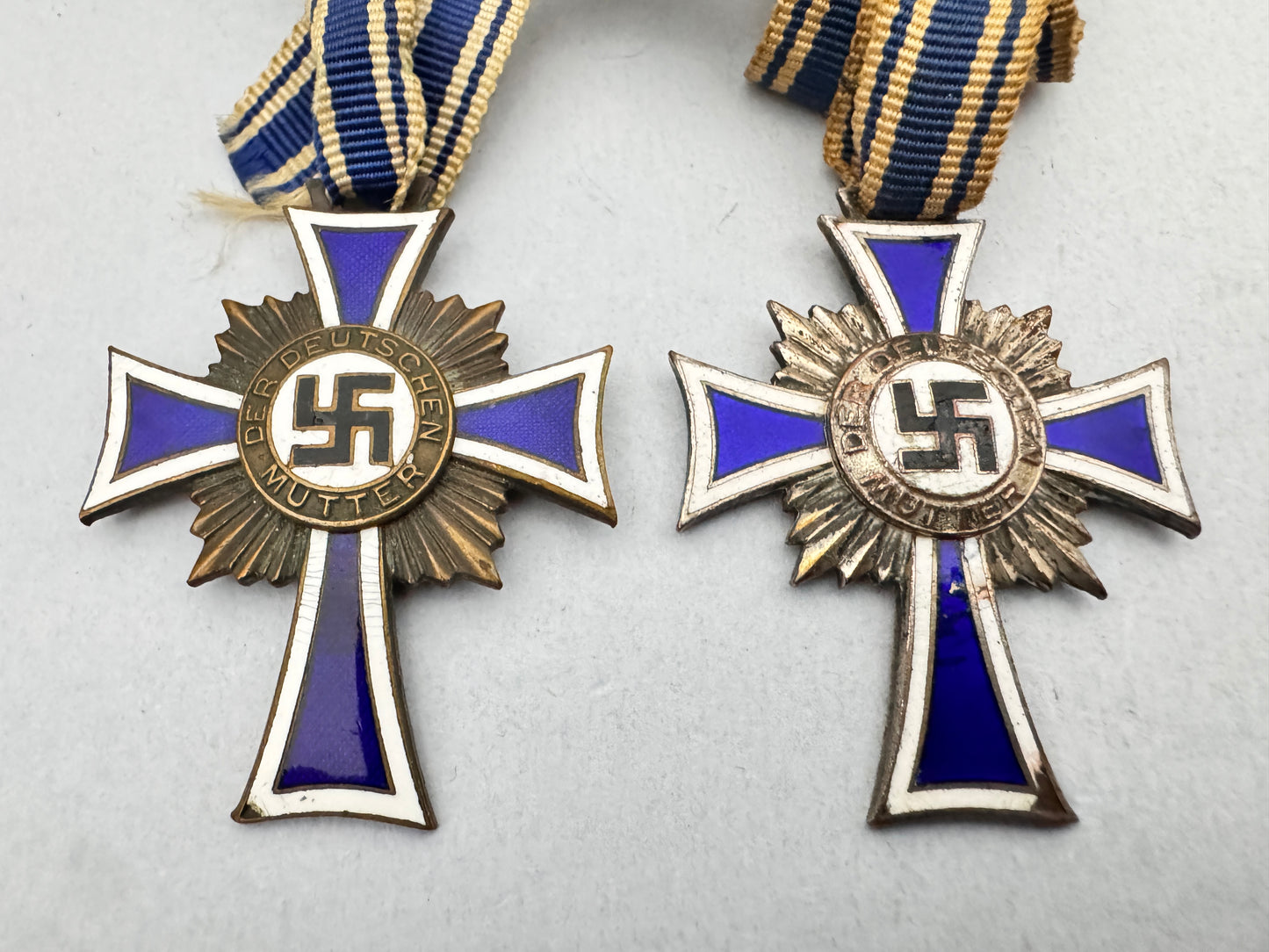 Third Reich German Mother's Cross Bronze & Silver Grade Medals