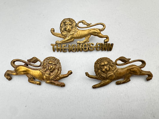 British Army King's Own Lancaster Regiment Cap Badge & Collar Badges
