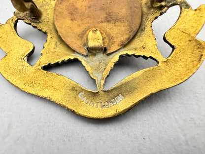 WW1 British Army East Yorkshire Officer's Gilt Cap Badge GAUNT