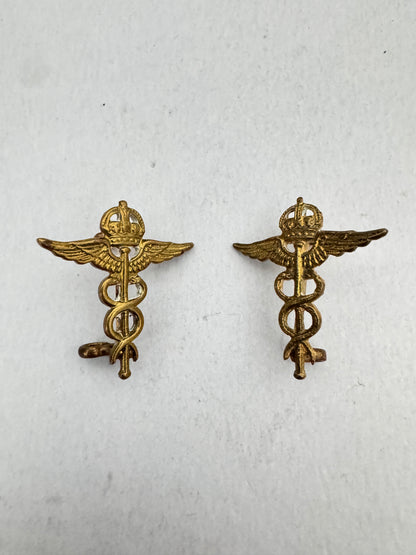 WW2 British Royal Air Force Medical Officer's Collar Badges RAF