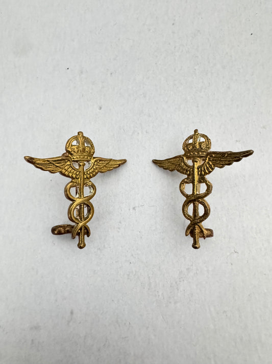 WW2 British Royal Air Force Medical Officer's Collar Badges RAF