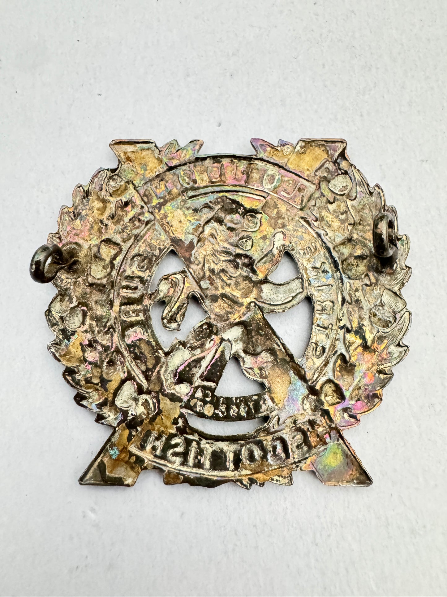 WW1 British Army London Scottish Officer's Silver Plated Glengarry Cap Badge