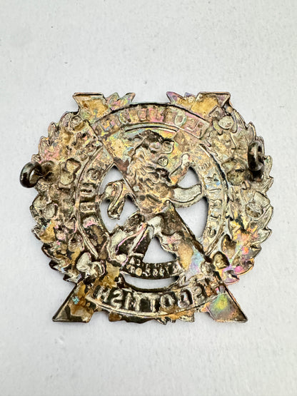 WW1 British Army London Scottish Officer's Silver Plated Glengarry Cap Badge
