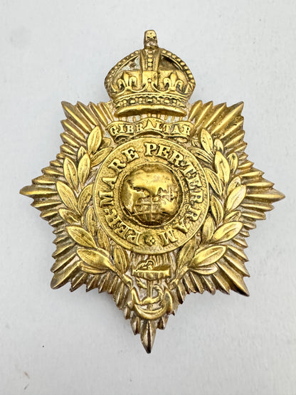 WW2 British Royal Marine Corps Overseas Pith Helmet Cap Badge